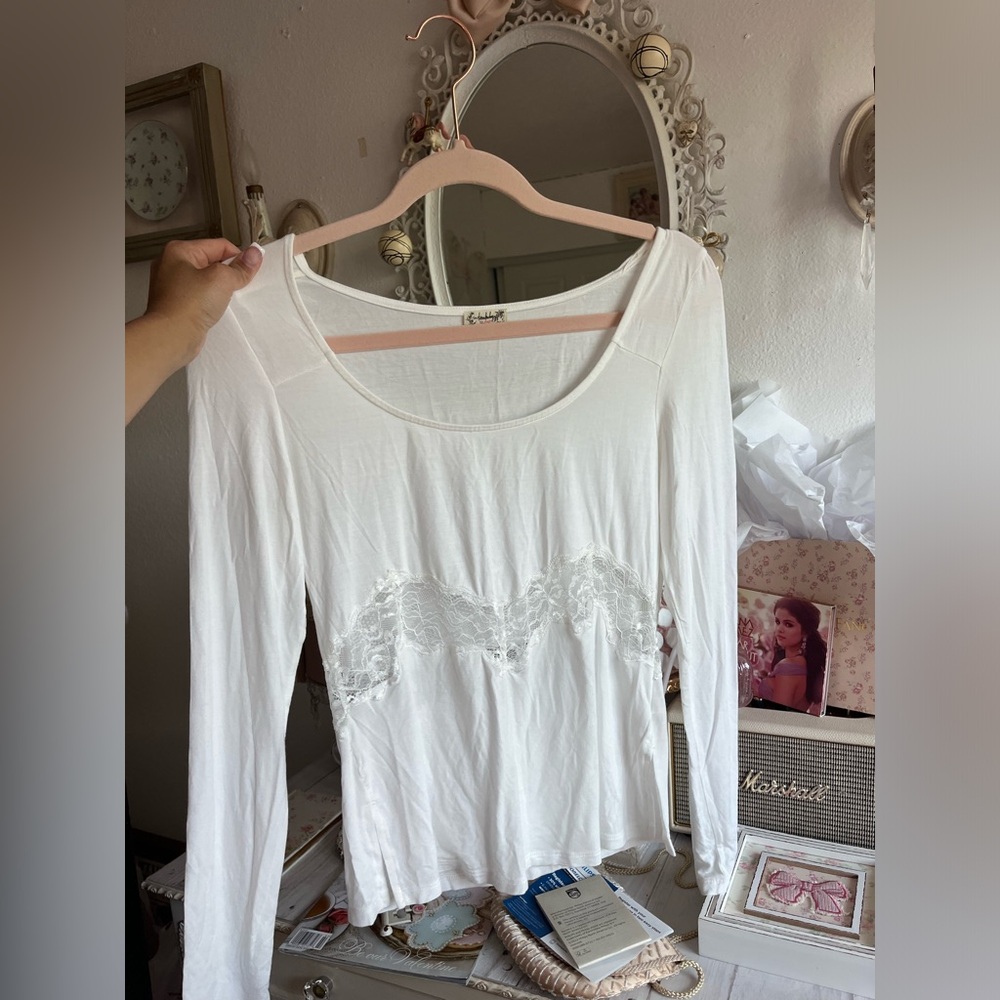 Free people White lace long sleeve top